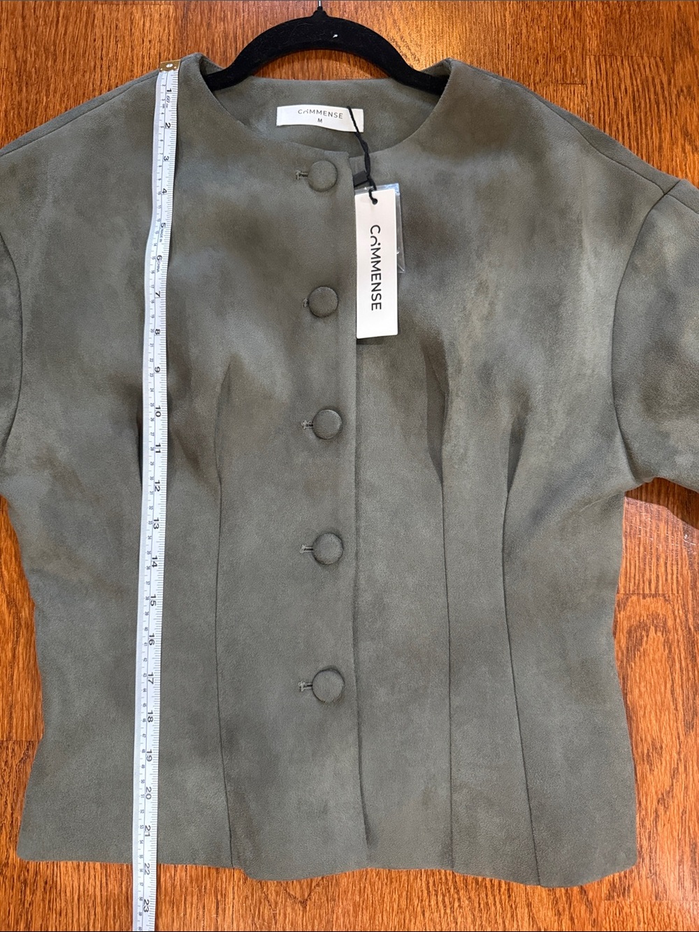 Commense Olive Suede Button-Front Jacket - Picture 5 of 6